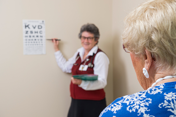 A PACE participant takes a vision test