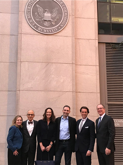 ACG members at the SEC. From left: Maria Wolvin, Richard Jaffe, Gretchen Perkins, Joshua Cherry-Seto, Martin Okner and Pat Morris