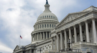 Dramatic view of the United States Capitol Building in Washington DC.