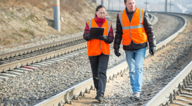 Railroad workers maintaing railways