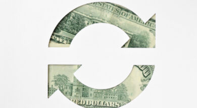 Circle arrows made of dollar banknotes –  Money circulation concept