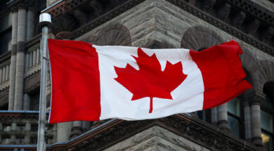 canada flag on parliament