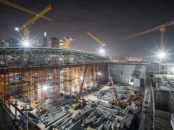 New construction site in downtown district