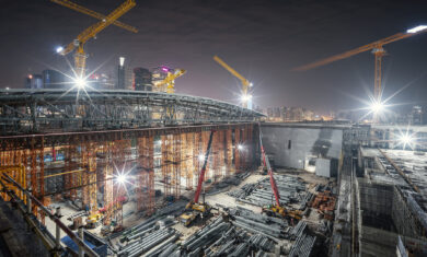 New construction site in downtown district