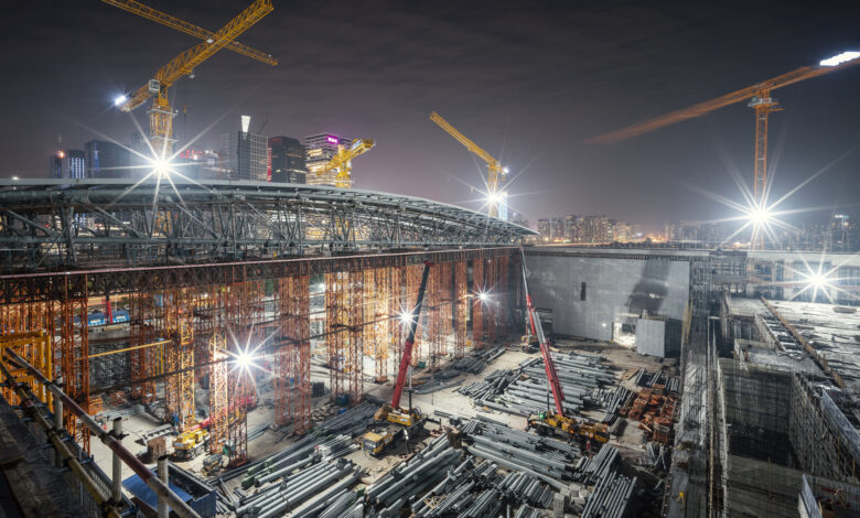 New construction site in downtown district