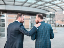 Bearded Business Partners Exchanging Ideas On How To Run Company