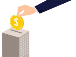 The hand holding a dollar coin, Investment Concept image Illustration, Vector