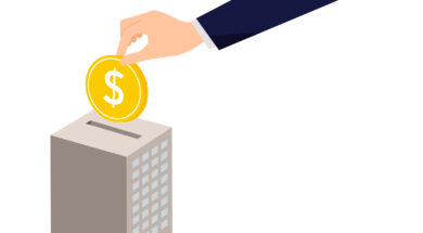 The hand holding a dollar coin, Investment Concept image Illustration, Vector