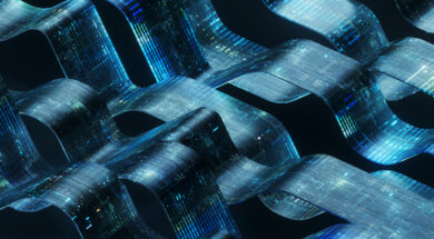 Futuristic Ribbons Creating a Complex, Interconnected Network. Transforming the Future – Embracing Digital Evolution