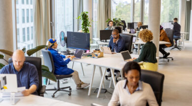 Multiracial business people working at startup office