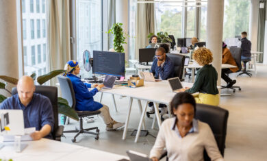 Multiracial business people working at startup office
