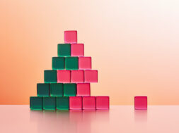 Conceptual image of acrylic glass cubes