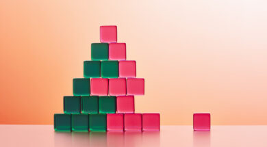 Conceptual image of acrylic glass cubes