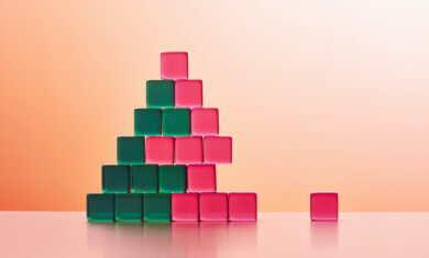 Conceptual image of acrylic glass cubes