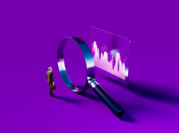Businessman with Magnifying Glass Concept of Analysis and Research