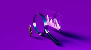 Businessman with Magnifying Glass Concept of Analysis and Research