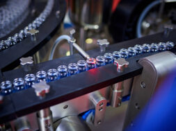 Transparent Glass Bottles at Production Line
