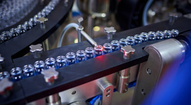 Transparent Glass Bottles at Production Line
