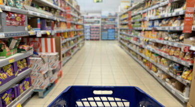 An Empty Trolley at Supermarket corridor